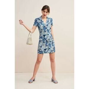 Rouje Blue and White Floral Mini Dress